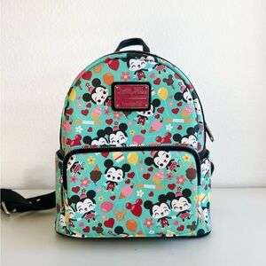 Disney Parks Mickey & Minnie Snacks Loungefly Teal Backpack